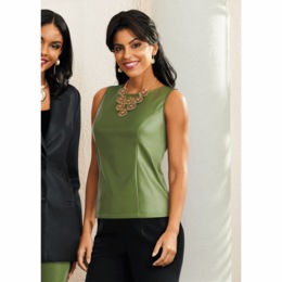 Stevee Faux-Leather Tank Top, , large