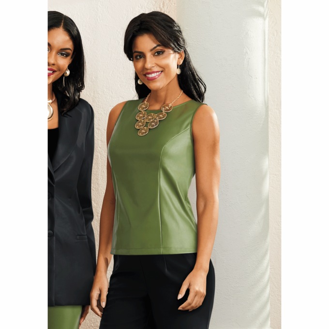 Stevee Faux-Leather Tank Top, , large