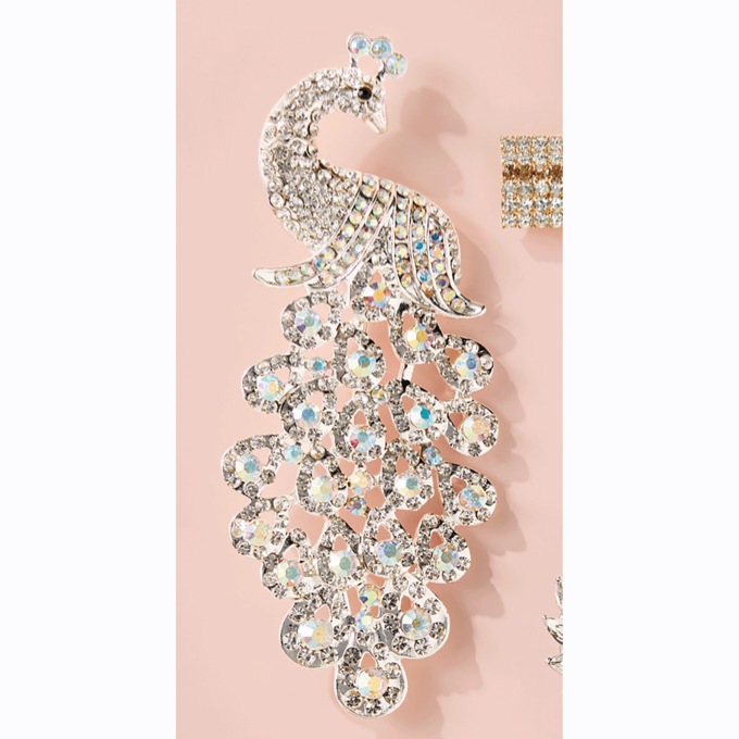 Rhinestone Pin Brooch, , large