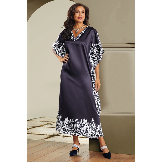 Mi Amor Long V-Neck Caftan, Deep Amethyst, large