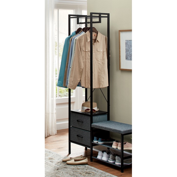 Beckett Garment Rack & Shoe Bench, , large