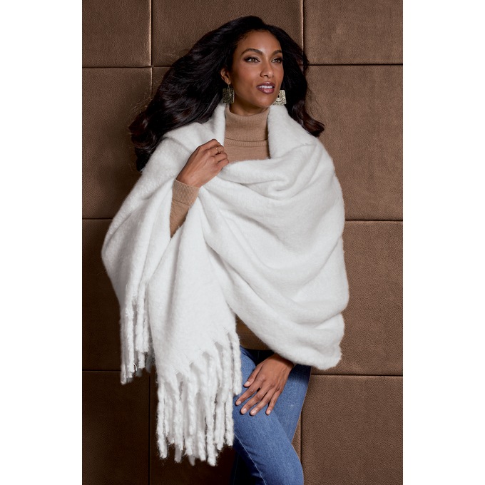 Personalized Solid Oversized Scarf, Ivory, large
