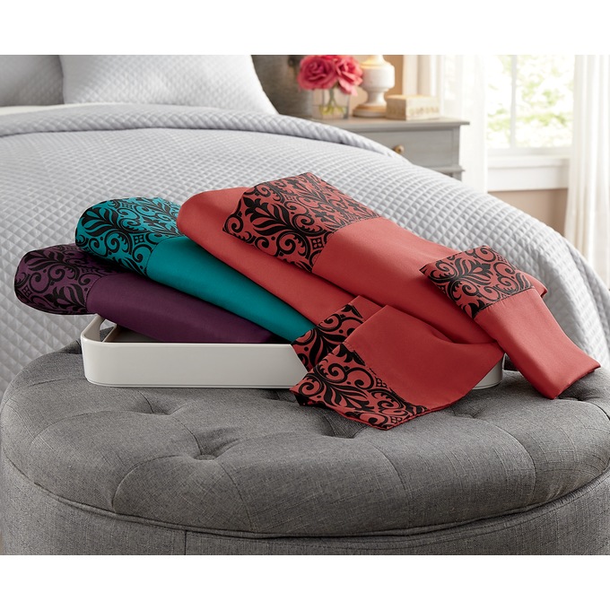 Color Connection Damask Microfiber Sheet Set, , large