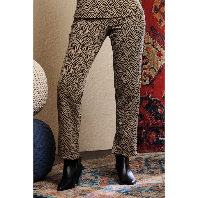 Gemma Straight-Leg Pull-on Pant in Stretch Knit Jacquard, , large