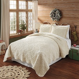 Faux-Fur Oversized Quilt, Cream, large