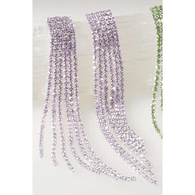 Color Crystal Fringe Earrings, , large