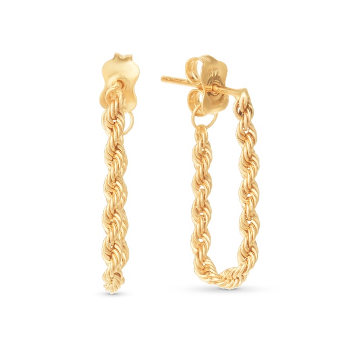 14K Gold Rope Earrings, , large