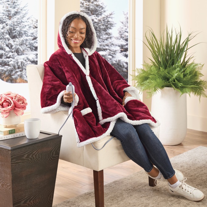 Westinghouse Heated Flannel Sherpa Wrap Throw, , large