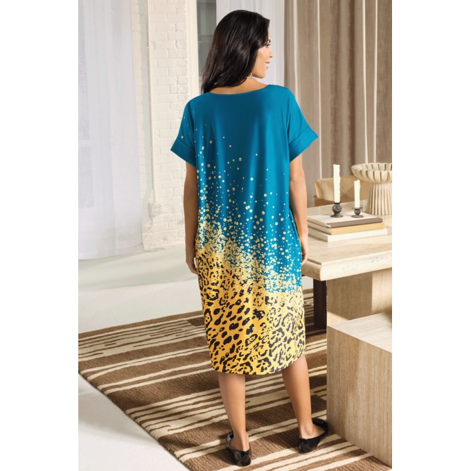Shenna Diagonal-Print Women's Jersey T-Shirt Dress with Pockets, , large
