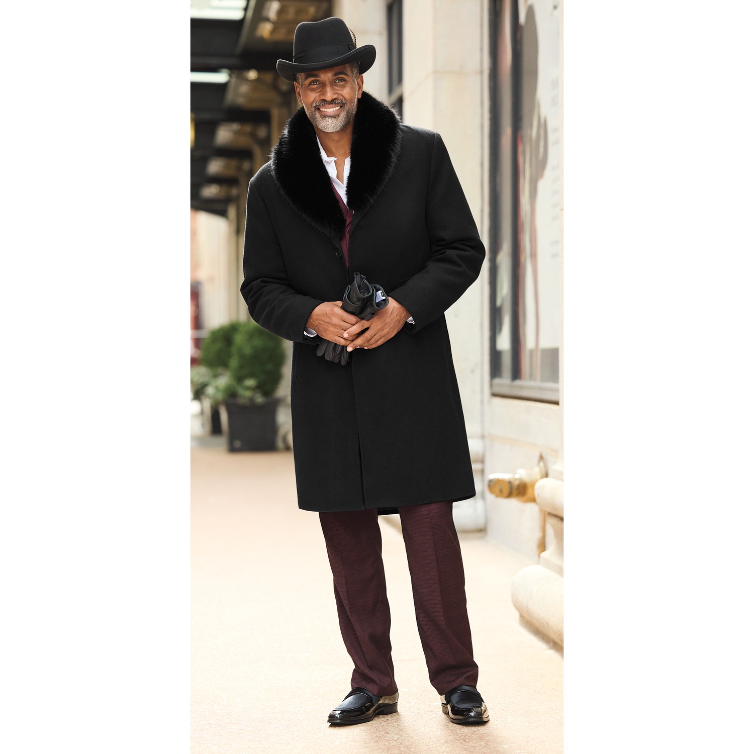 Frank Faux-Fur Collar Coat | Midnight Velvet
