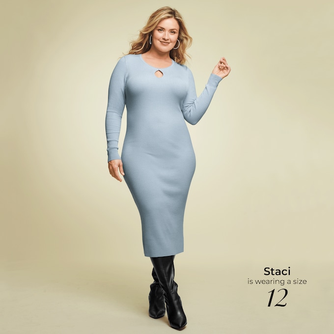 Dannie Keyhole Sweater Dress, , large