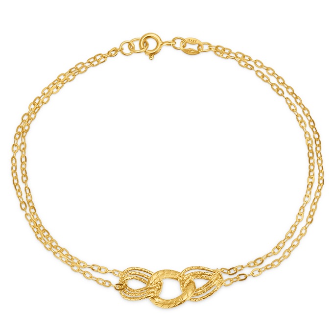 10K Gold 3-Link 2-Strand Bracelet, , large
