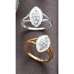 Diamond Marquise Cluster Ring, , large