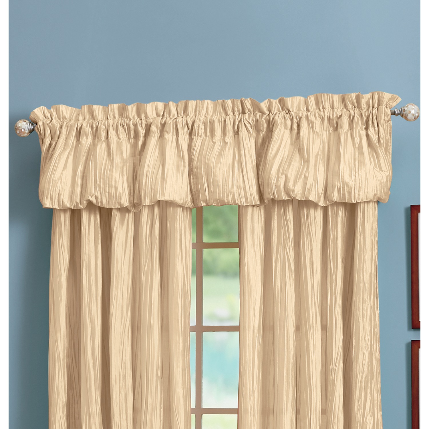 Crushed Semi Sheer Panel And Balloon Valance Midnight Velvet