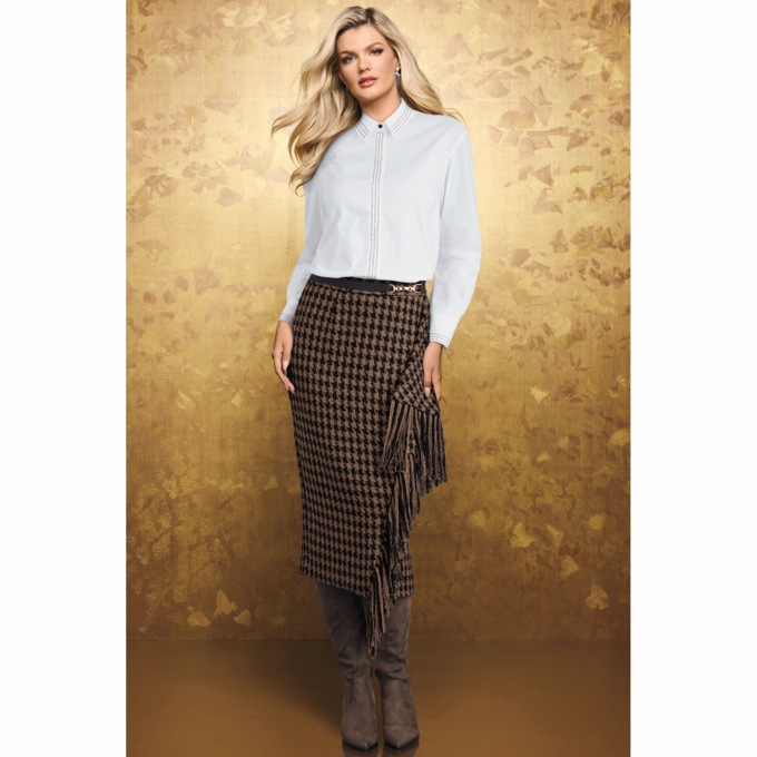 Hampton Houndstooth Skirt, , large