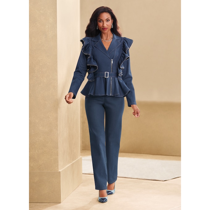 Denim pant suits for ladies outlet
