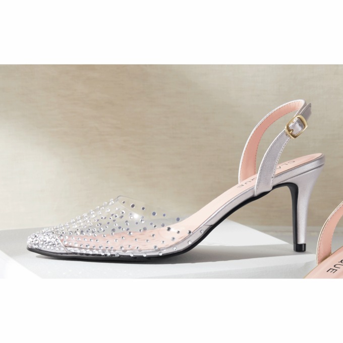 Classique Rhinestone Vinyl Halter Pump, , large