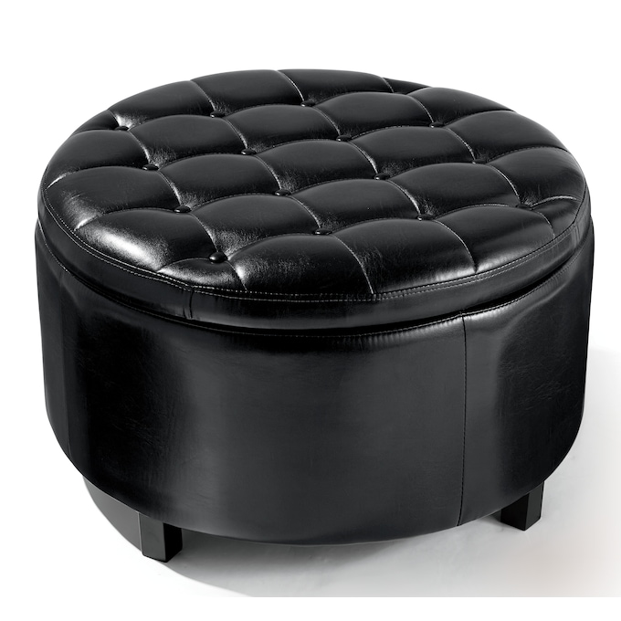Hudson Round Storage Ottoman Midnight Velvet Hudson Round Storage Ottoman Midnight, Large Round Black Storage Ottoman