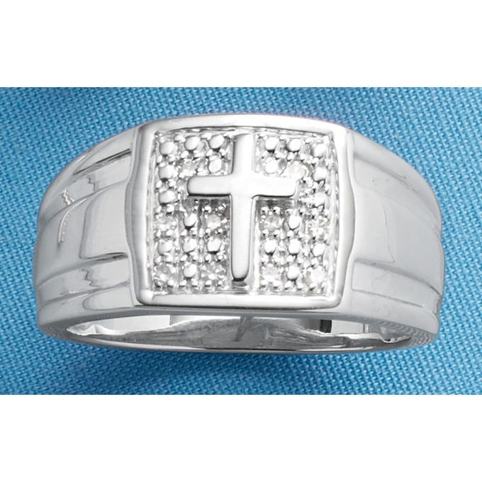 Men&#39;s Diamond Cross Ring, , large