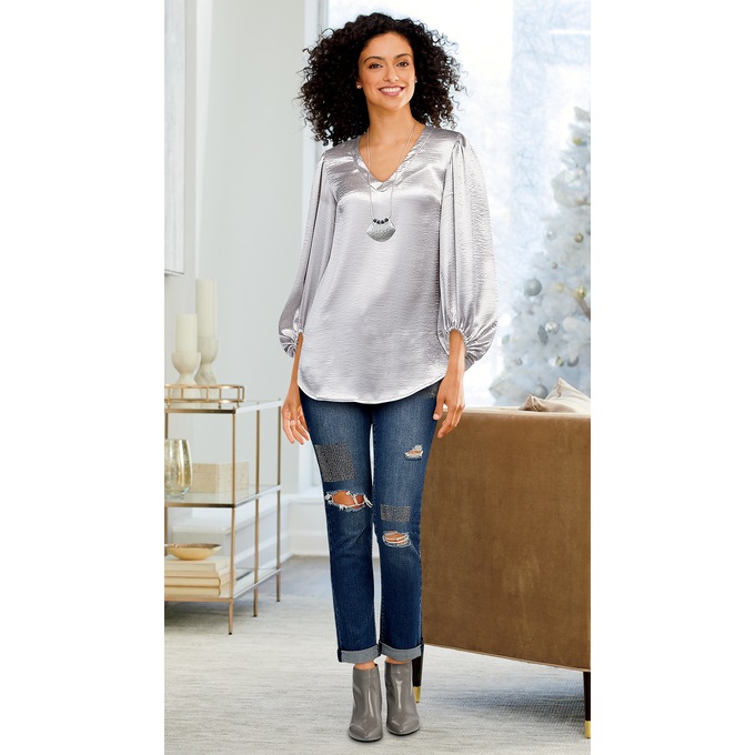 Holiday Sass in Satin Blouse, , large