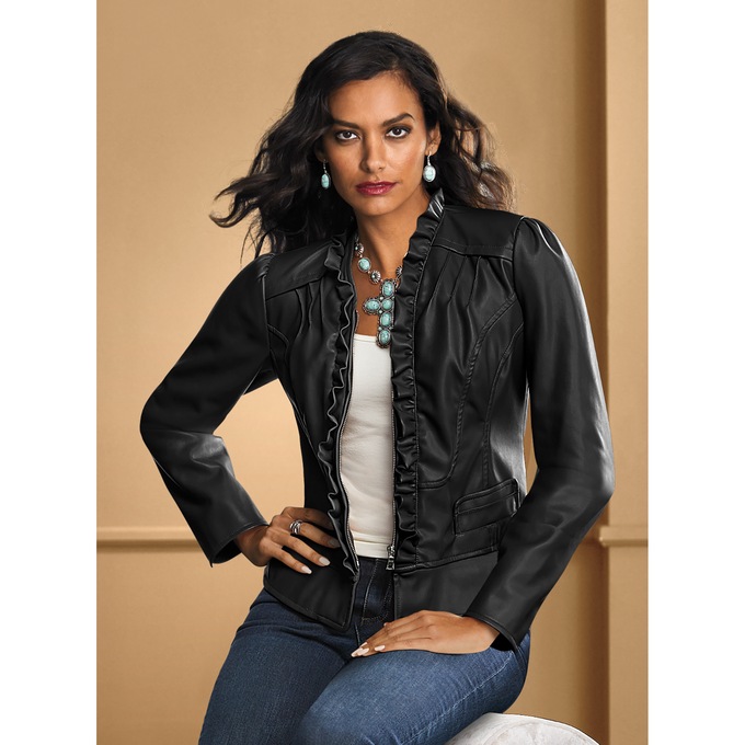 Ruffle-Front Jacket, , large