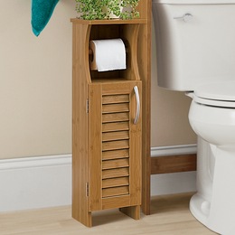 Bamboo-Finish Toilet Paper Holder, , large
