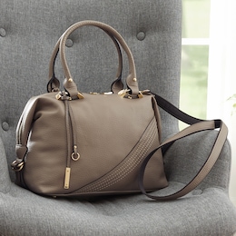 Faux Leather Sam Dual-Handle Satchel, , large