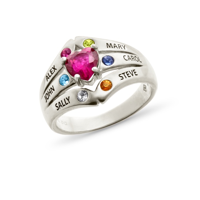 Mom & Family Birthstones Ring, , large