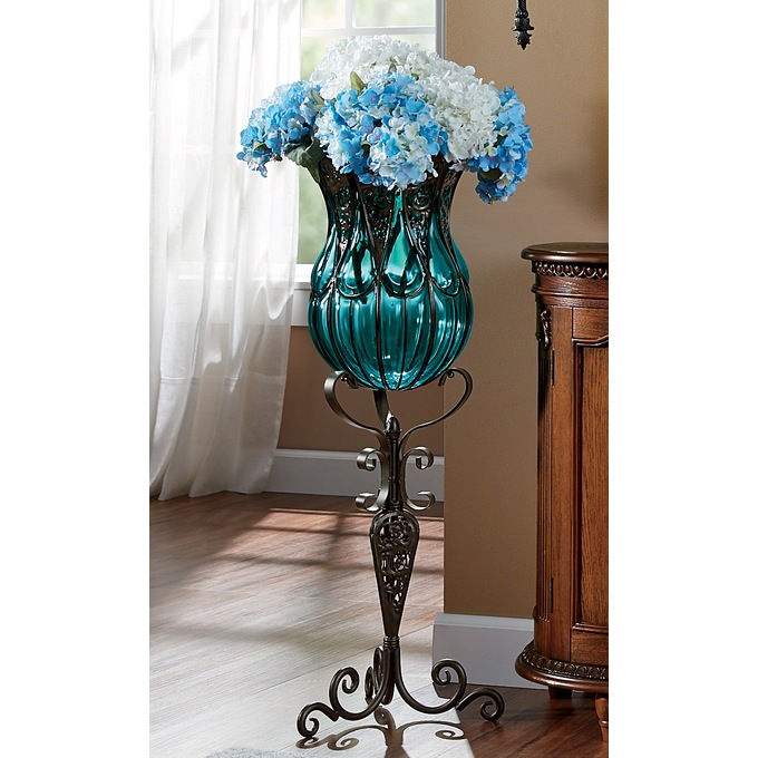 Corona Captured Glass Vase with Stand, , large
