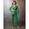Jenna Jacquard Women's Pant Suit Set with Brooch Closure, , large