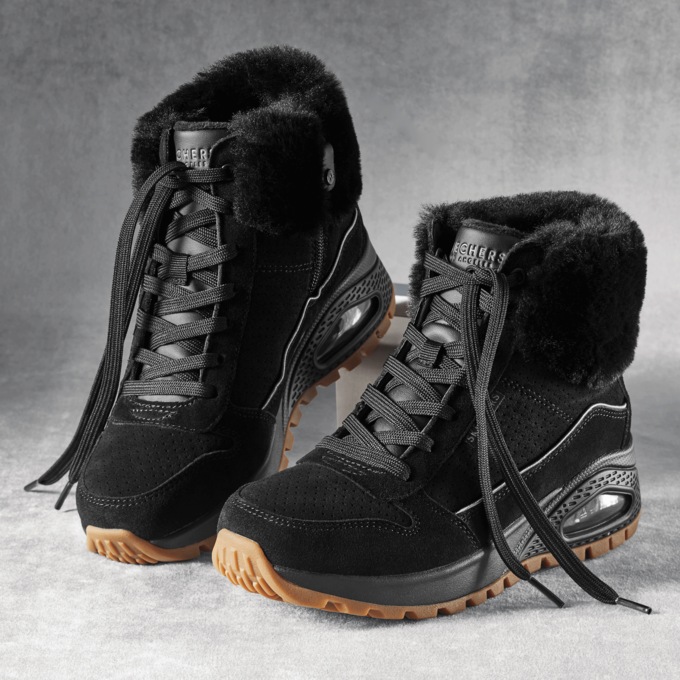 Skechers Women's Uno Rugged Suede Boot, Black Black, large