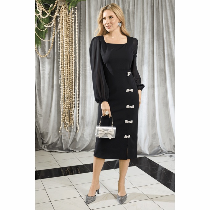 Lucilla Bow Sheath Dress, , large