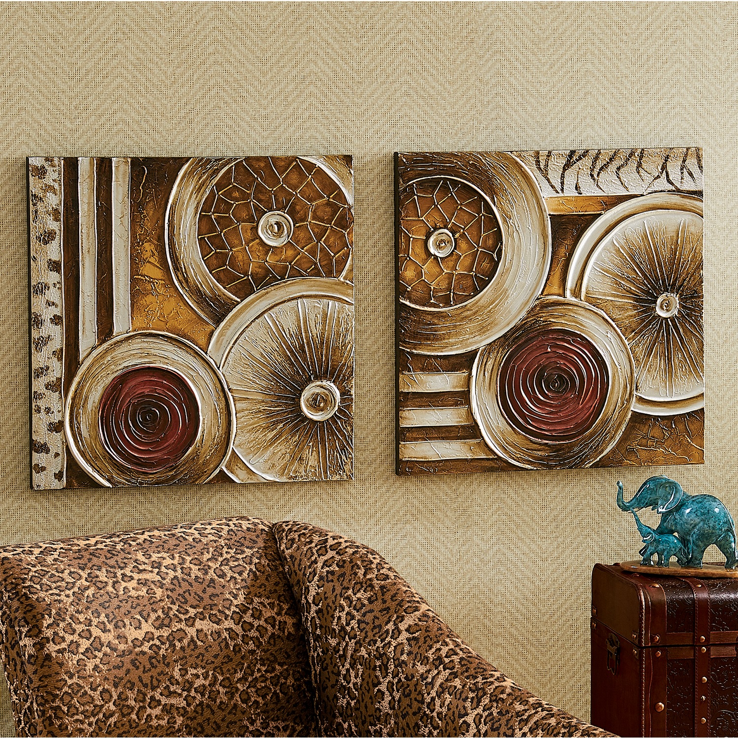 Set Of 2 Abstract Circles Canvas Art Midnight Velvet