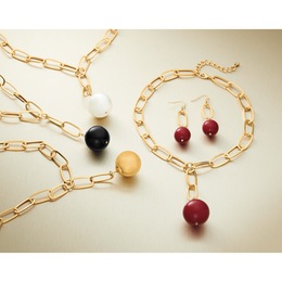 Ball Link Necklace and Earring Set, , large