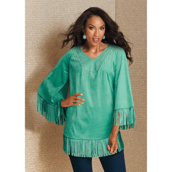 Fringe Poncho Top, , large