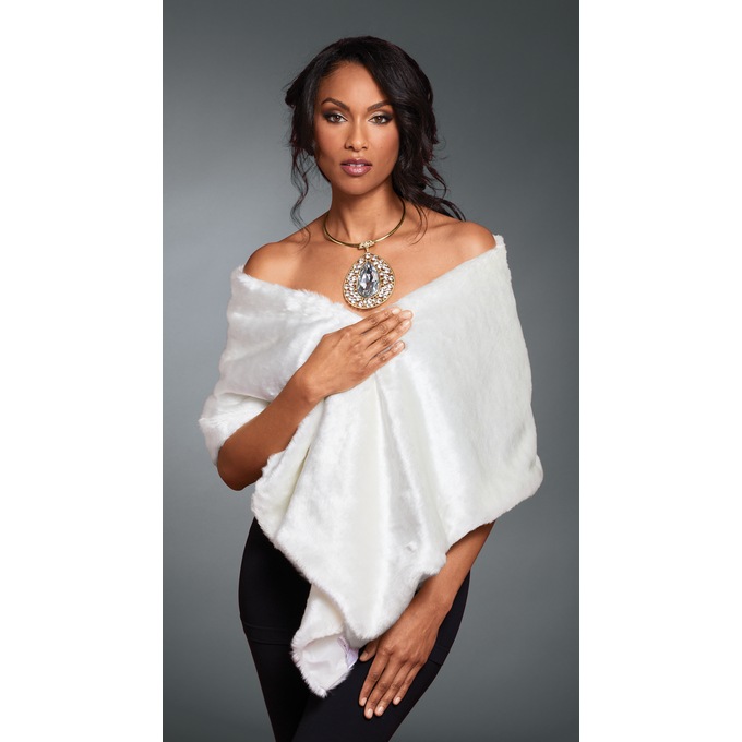 Amber Faux-Fur Stole, , large