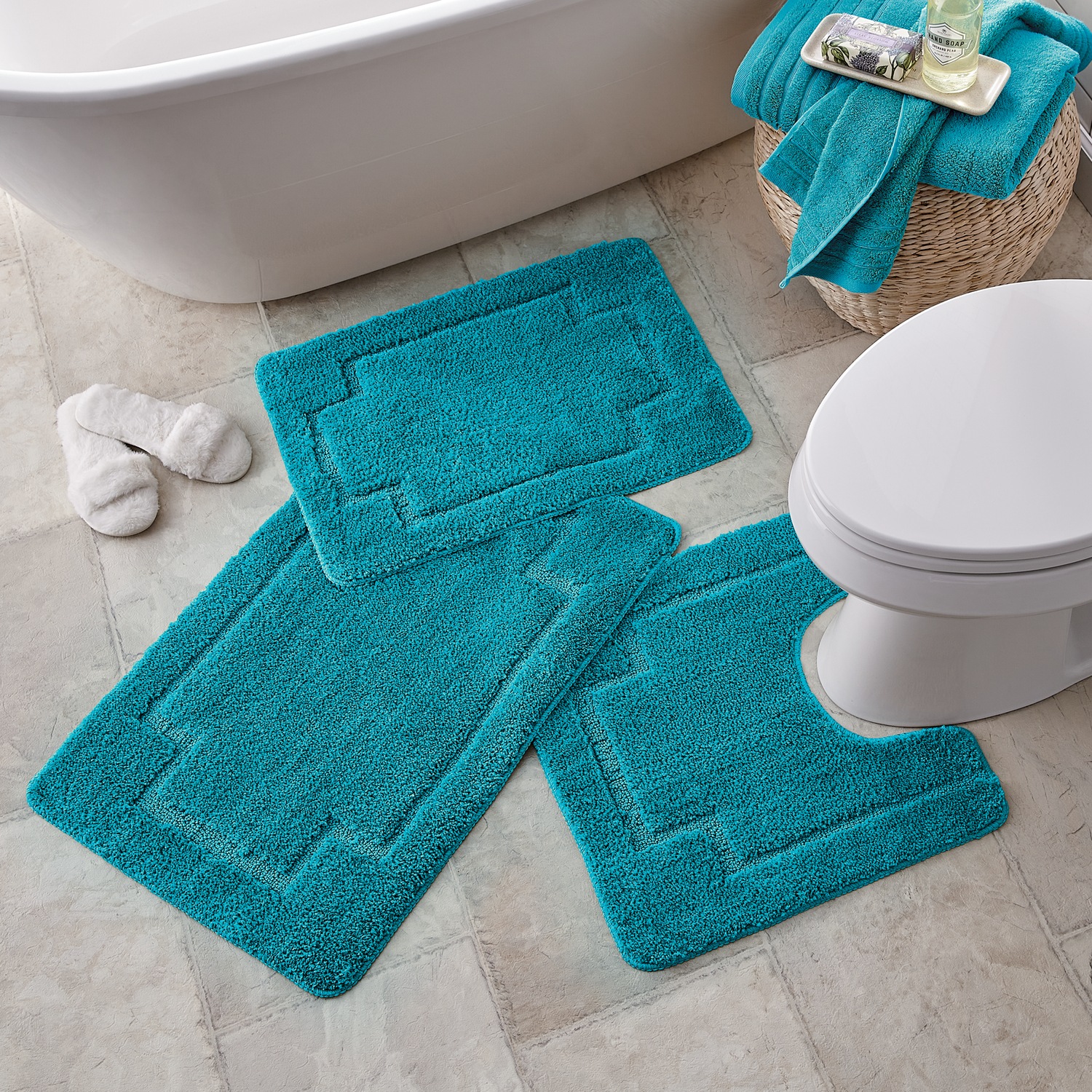 Bathroom mat and shop towel sets