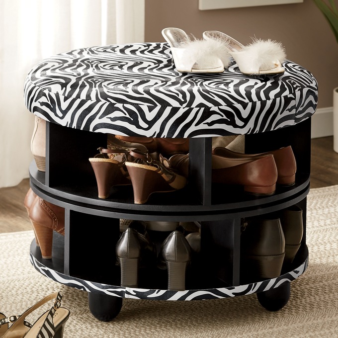 Round Swivel Stool With Shoe Storage Midnight Velvet Round Swivel Stool With Shoe Storage, Round Shoe Storage