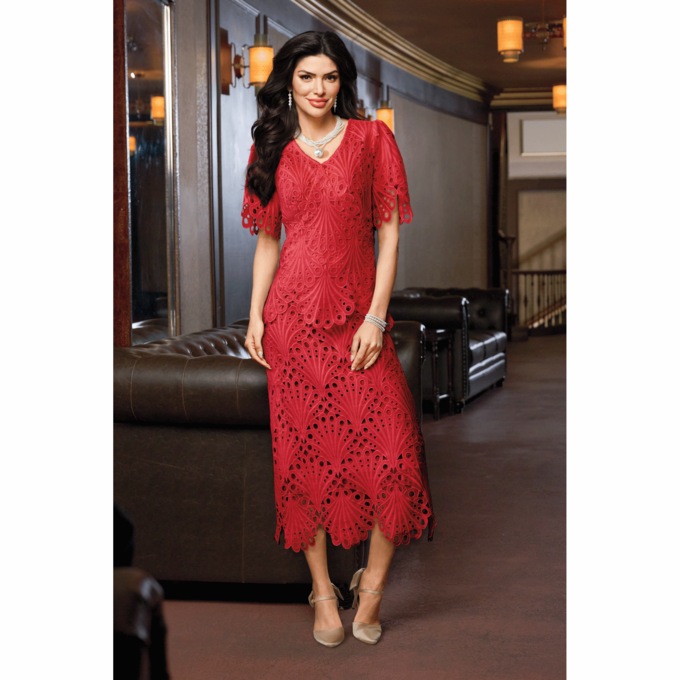 Leera All-Over Lace A-Line Dress, , large