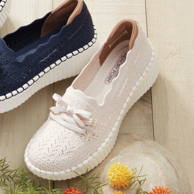 Skechers Women's Wilshire Blvd Knit Sail Shoe, Off White, large