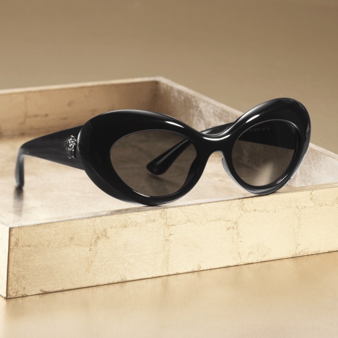 Versace Cat-Eye Gradient Lens Sunglasses, Black Dark Gray, large