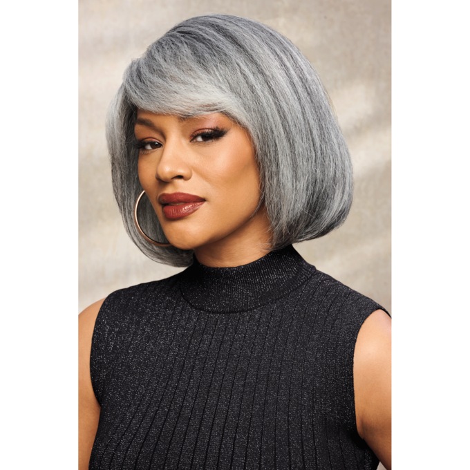 Lace-Front Amil Wig, White Gray Salt and Pepper, large