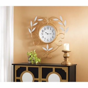 Mirrored Leaves Wall Clock, , large
