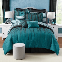 Gilda 30-Piece Complete Comforter and Curtain Set with 2 Coordinating Sheet Sets, , large