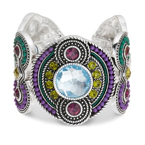 Crystal Beaded Art Deco Cuff, , large