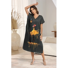Eliza Women's Short Caftan with Artistic Graphic, , large