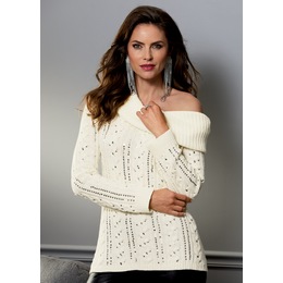 Suzie Sequin Cable Sweater, , large