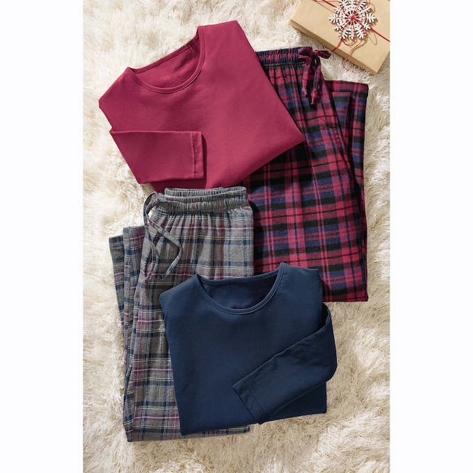 Plaid 4-Piece PJ Set, , large