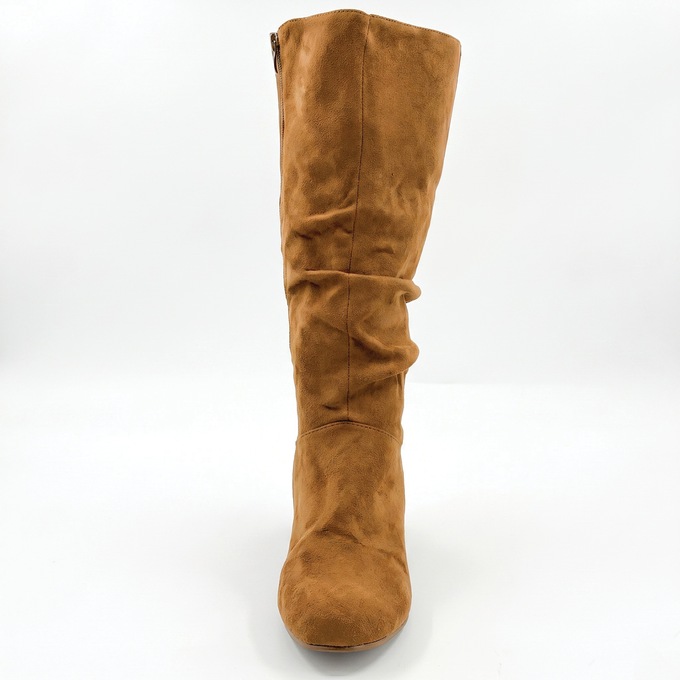 Amanda D'Laurie Tall Scrunch Boot: Rich Faux Suede with 1" Wedge Heel, , large