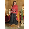 Patriece 2-Piece Mixed-Texture Skirt Suit with Mesh and Faux-Leather Details, , large